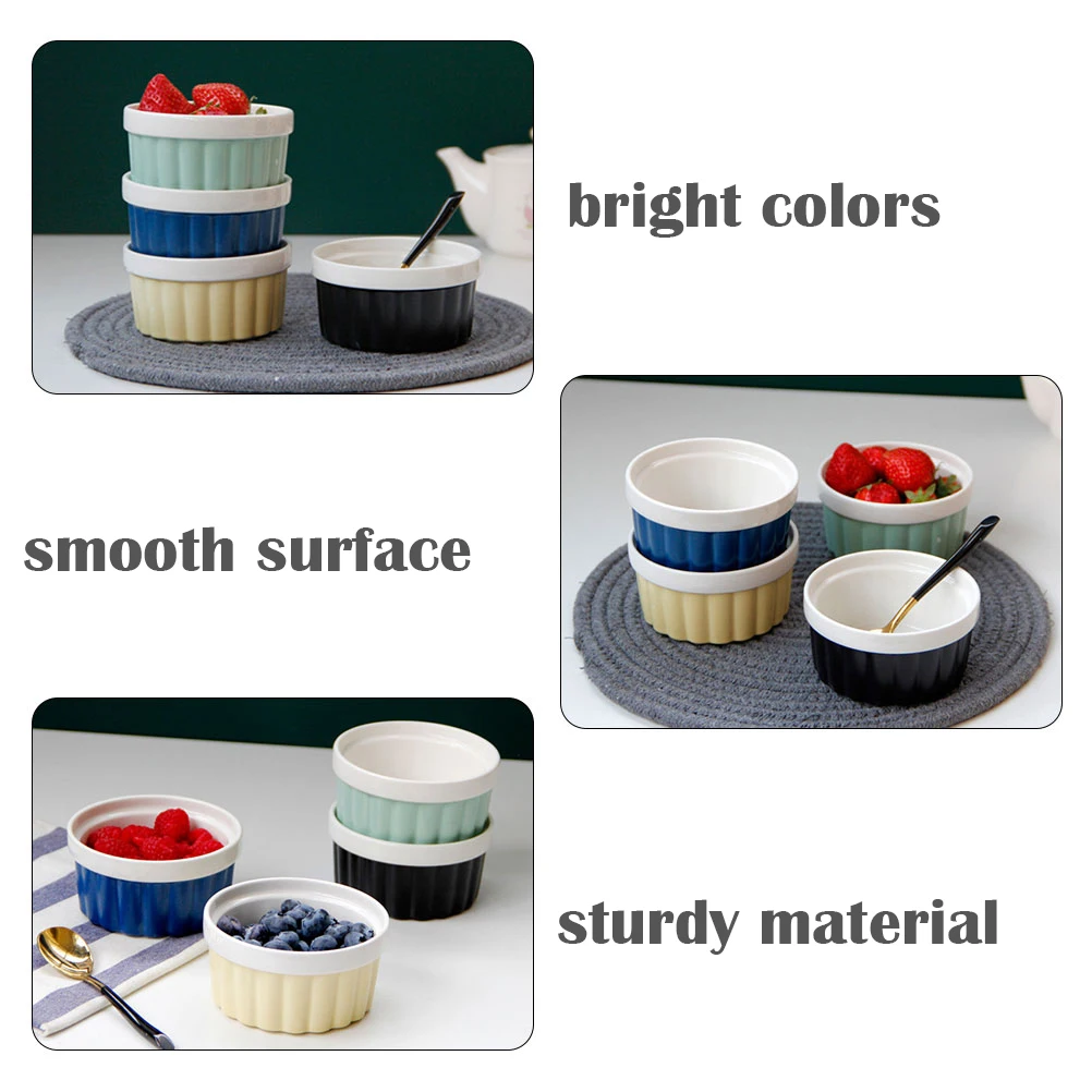 

1Pcs Colorful Ceramic Baking Bowl Round Multi-Functional Kitchen Serving Dish for Dessert Pudding Soup Salad Fruit Vegetable