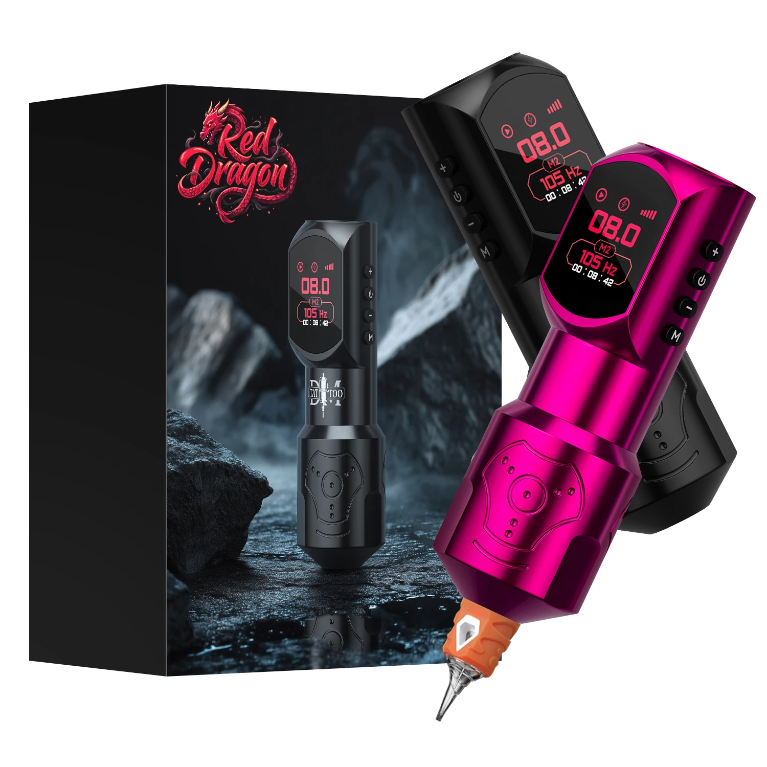 

Large Color Screen Digital Display DM Red-dragon Wireless Tattoo Pen Permanent Makeup Tattoo Machine with 4.0 Stroke Tattoo Gun