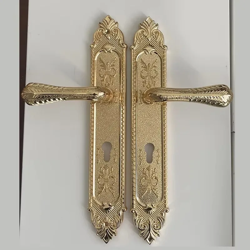 

Bright gold double door lock, villa conference room double door lock, American light luxury silent lock