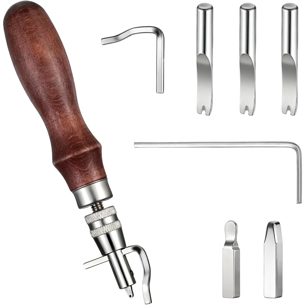 

【ГОРЯЧИЕ ТОВАРЫ】Набор инструментов для резьбы по коже 7 в 1, для самостоятельного изготовления изделий из кожи, инструмент для складывания краев, инструмент для снятия фаски, инструмент для выемки пазов