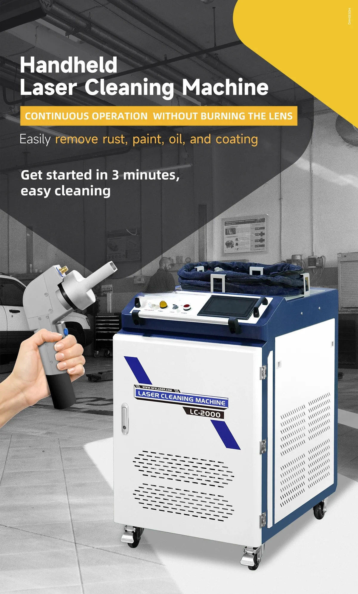 FORSFX Laser 2000w MAX Fiber Laser Cleaning Machine Rust/Paint/Oil Removal Laser Machine 220v Single Phase