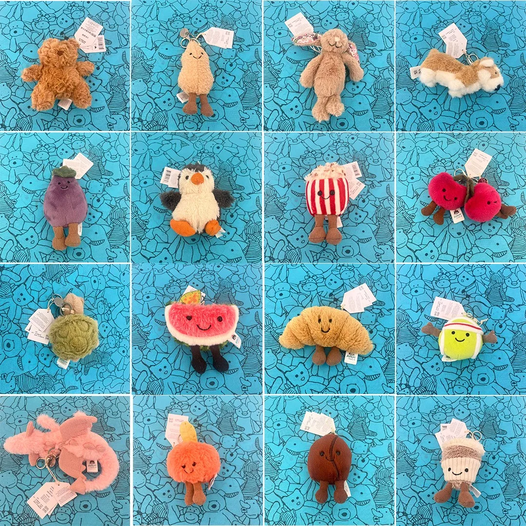 

JC Hot tea bag, Cotton candy, cherry, peanut, dragon, crepe, croissant, capybara bag, keychain, and hanging ornament