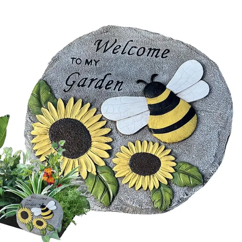 

Stepping Stones Outdoor Bee And Sunflower Resin Decorative Garden Stepping Stone Exquisite Creative Lovely Resin Welcome To My