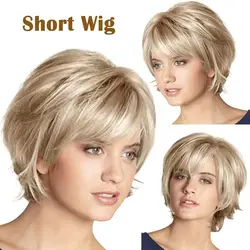 Light Blond Short Hairstyles Women's Natural Straight 100% Human Hair Wig 8 Inch