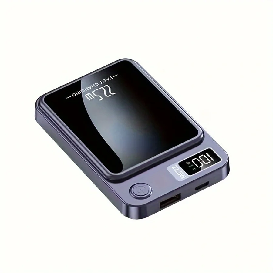10000mAh Kabellose Powerbank mit Magnetständer 22,5W PD & 20W Schnellladung USB/Typ-C Tragbares Ladegerät für iPhone/Android LED-Digitalanzeige für Reisen & Notfälle