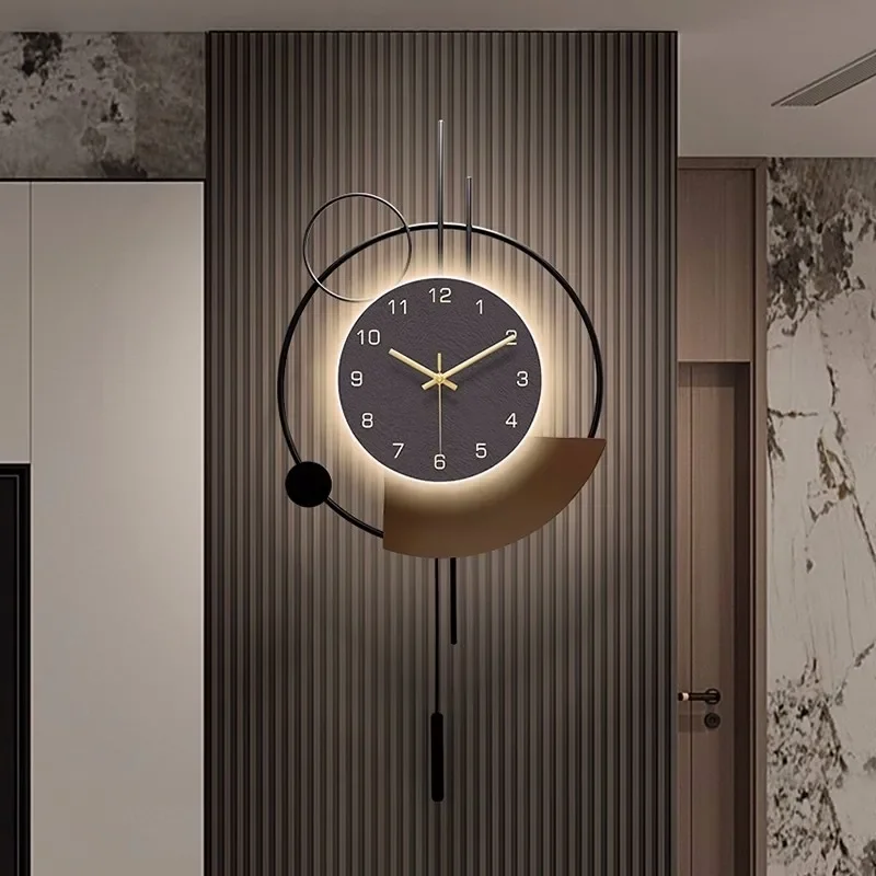 New Chinese style decoration, LED retro creative silent wall clock