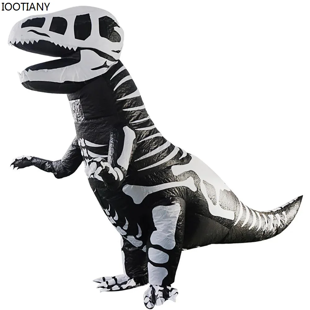 Disfraz inflable de dinosaurio para niños y adultos, traje de esqueleto de Tiranosaurio Rex, ideal para Halloween, Carnaval y fiesta de cumpleaños, novedad