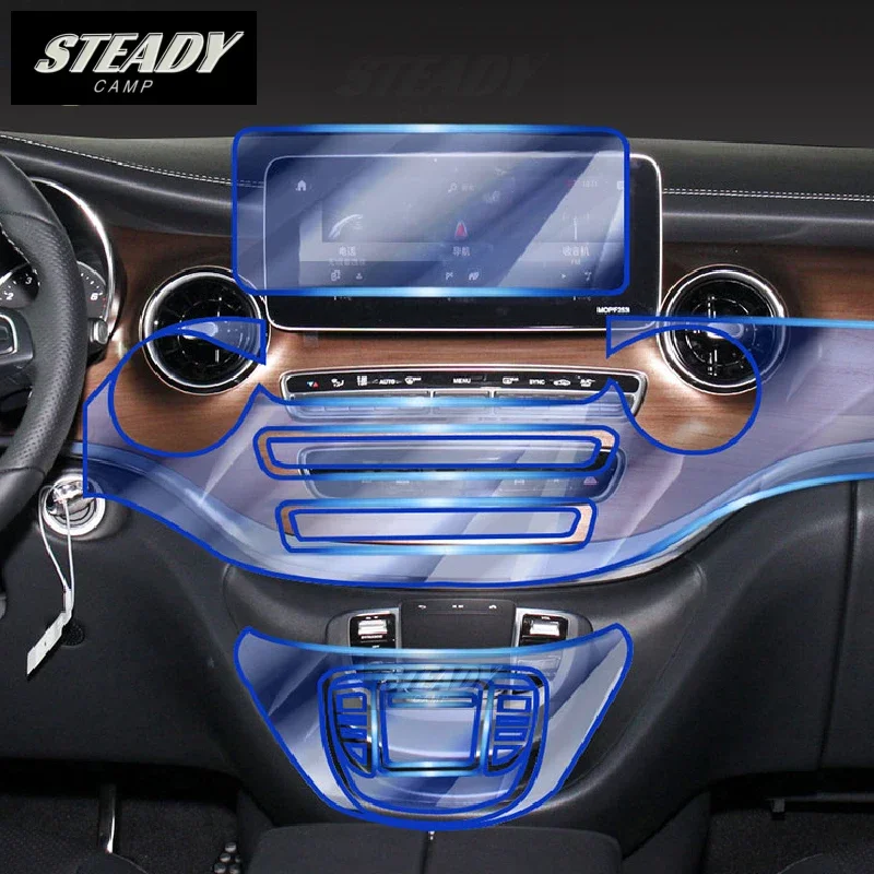 

For Mercedes Benz Class-V 2021 2022 2023 Car Interior Piano Board Protection Film TPU Transparent Self-adhesive Paint Anti PPF