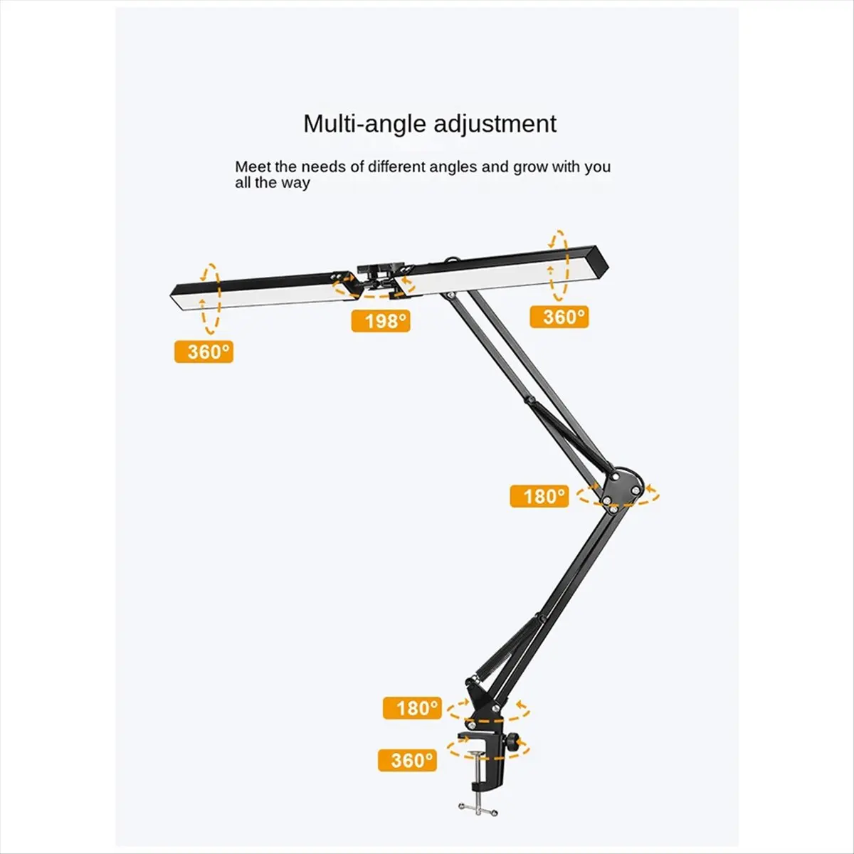 【CYBER Saturday】Desk Lamp with Clamp Double Head Architect Desk Lamp LED Desk Lamp Eye Protection Modern Desk Light 10 Brightnes