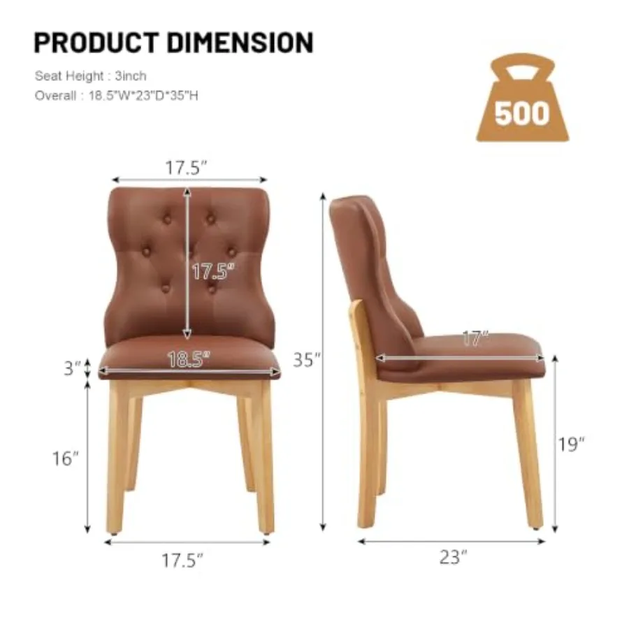 Faux Leather Dining Chairs for Dining Room, Living Room, Kitchen, Restaurant: Mid Century Modern Wingback Side Chair with Butto