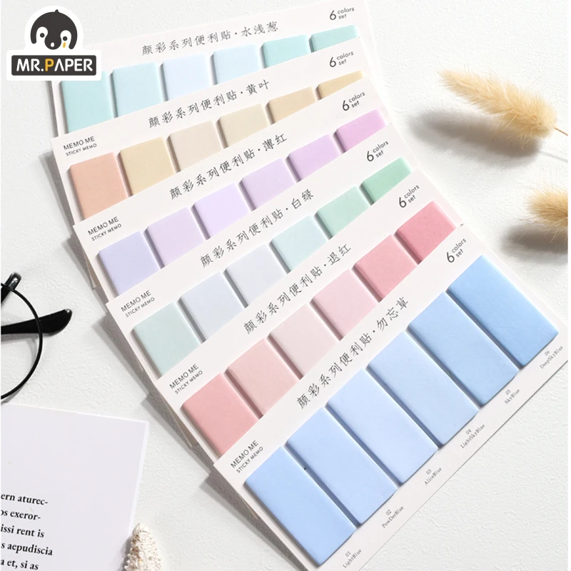 Mr Paper 120pcs/lot 6 Colors Gradual Change Rectangle Memo Pad Sticky Notes Notepad Diary Creative Self-Stick Note Memo Pads