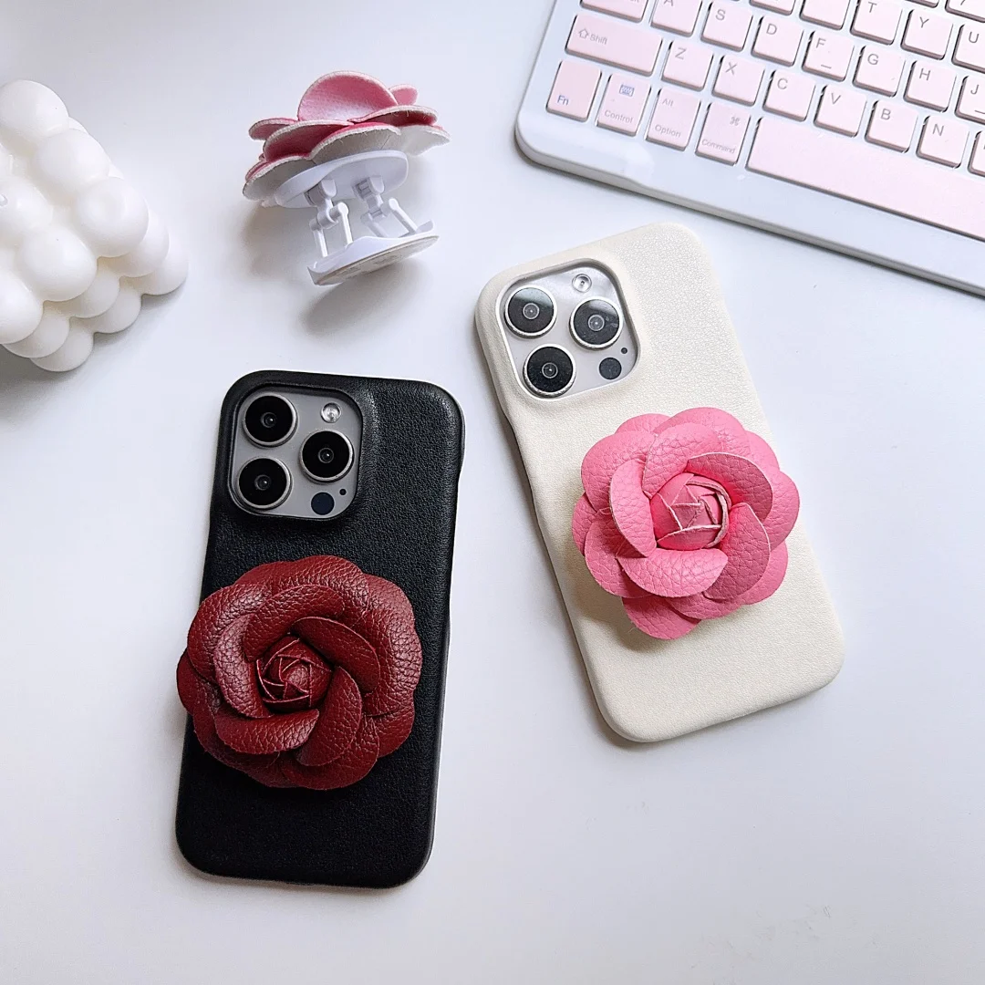 

Fashion Rose Folding bracket Phone Holder PU leather Case for iPhone 16 15 14 Phone Cover 13 Pro MAX Hard Shockproof Back Funda