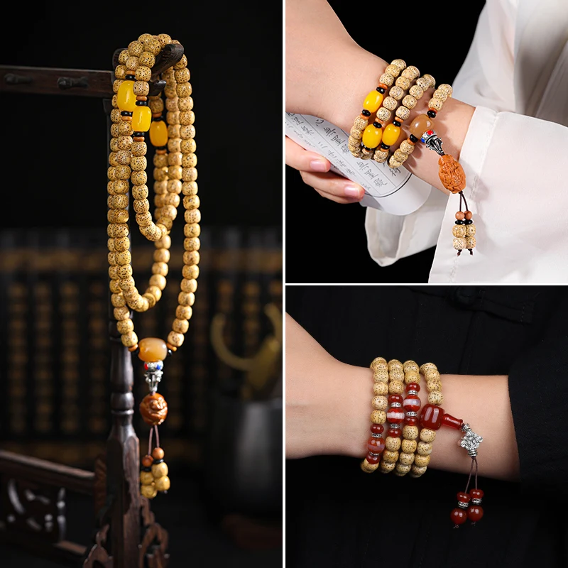 Hainan Golden Seed Xingyue Bodhi Bracelet 108 PCs Genuine Goods Yellow Chicken Grease Men and Women Cultural Artif