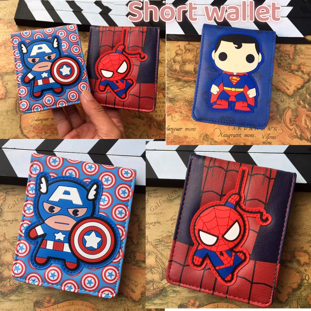 

Marvel cartoon short wallet peripherals Captain America Spider-Man Hulk Men's wallet Cute personalized Q version Small wallet
