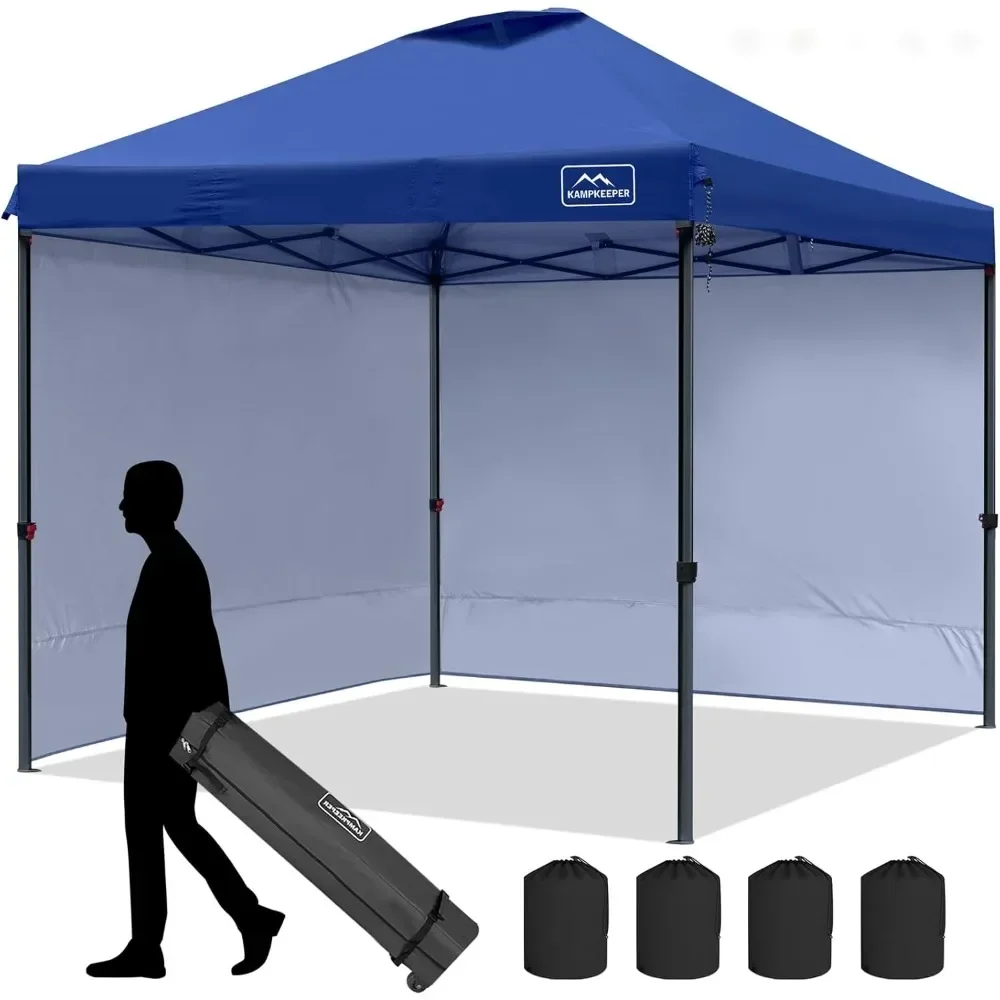 

10x10 Pop Up Canopy Tent with 2 Sidewalls, Beach Tent - Easy Outdoor Sun Shade for Events, Parties, Camping - Gazebo with 4 Wei
