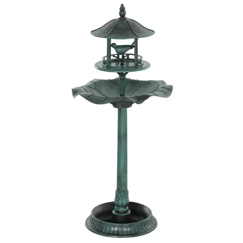 

Outsunny 3 in 1 Garden Bird Bath Bowl Pedestal with Bird Feeder, Large Water Basin, Underneath Flower Planter, Green