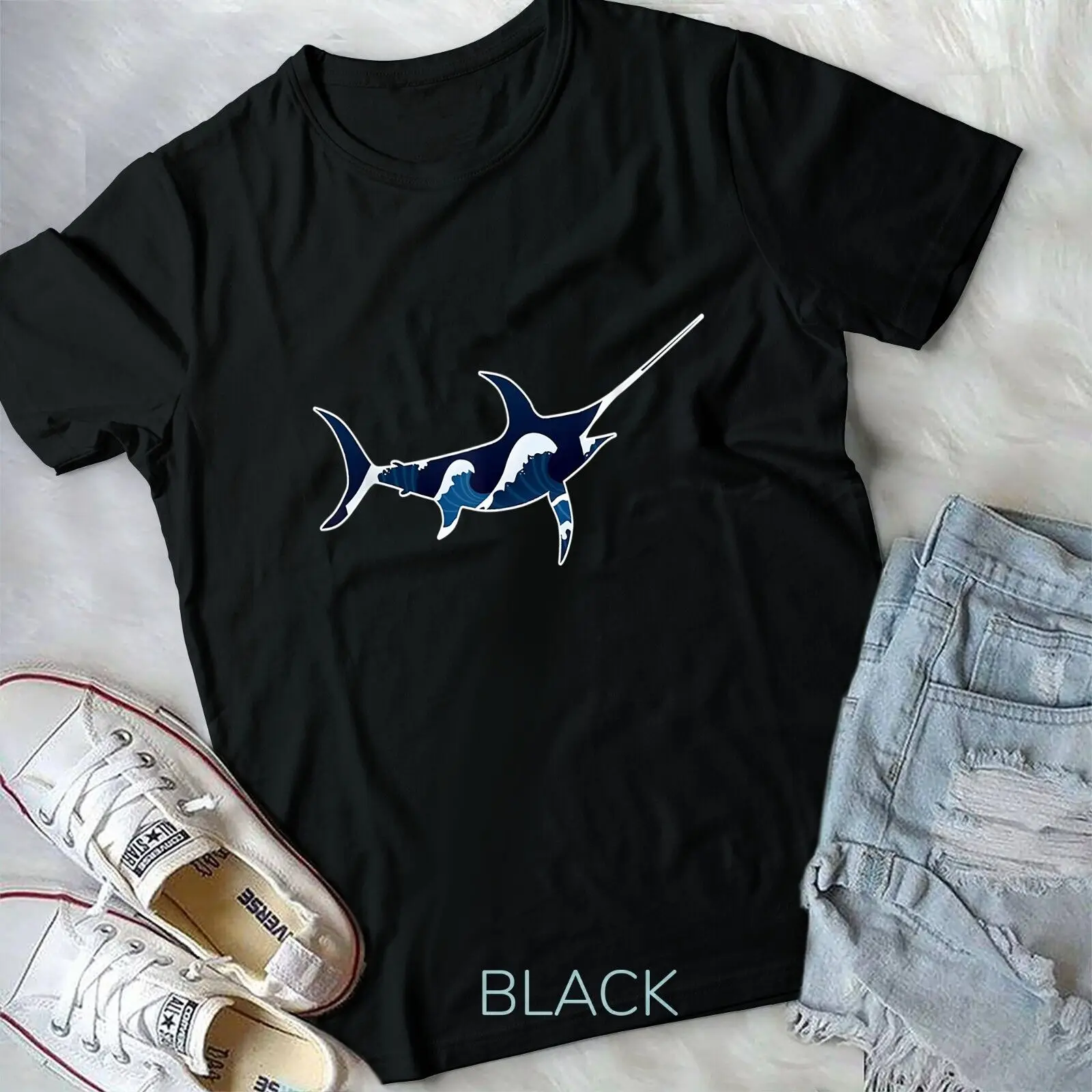 Swordfish Fishing Nature Ocean Outdoor Camping T-Shirt Unisex T-shirt