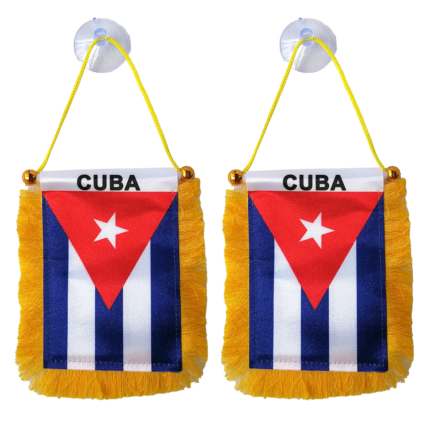 

Cuban Cuba Flag 8x12cm satin printed-with suction cup for hanging in car flag 2pcs pack