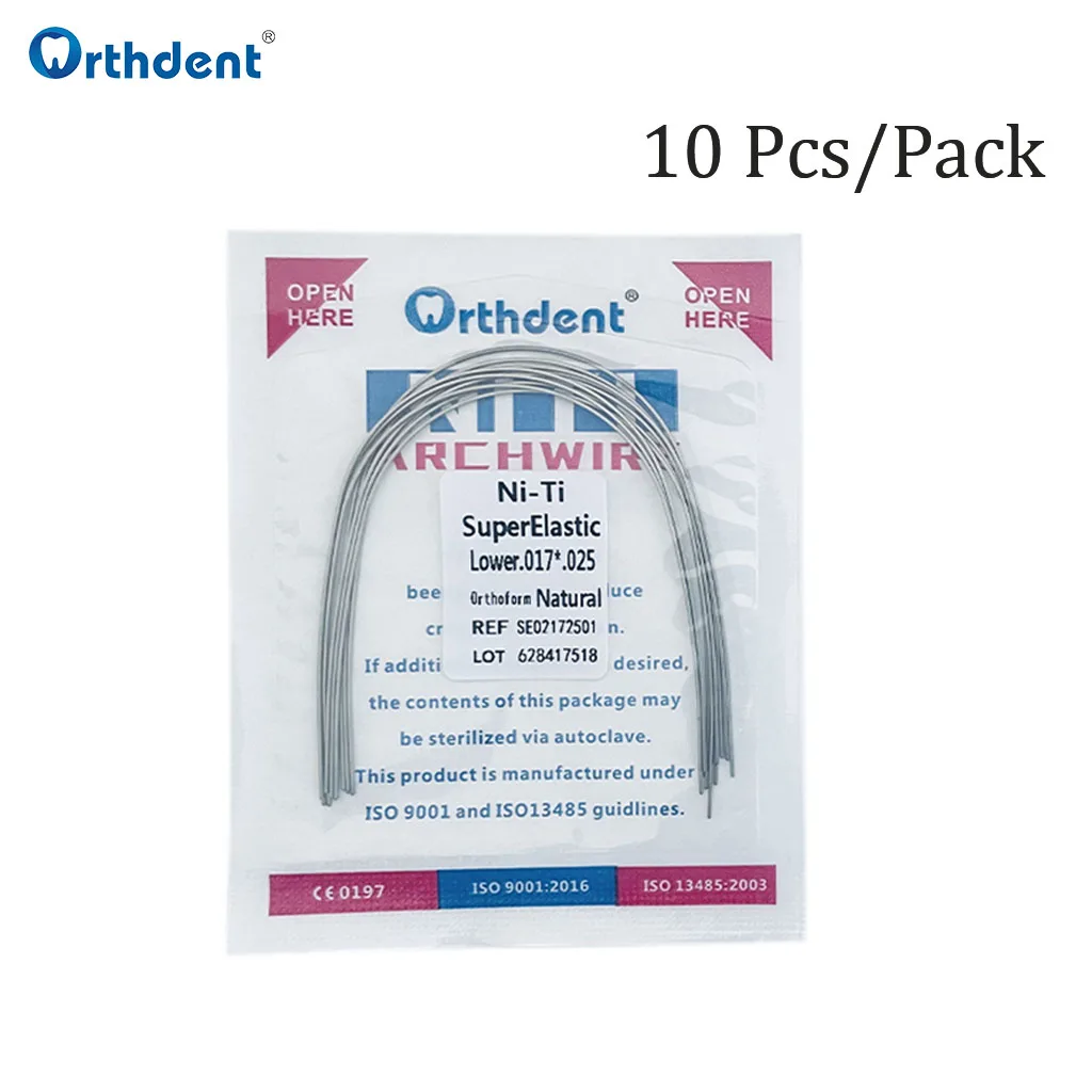 10 Pcs/Pack Dental Nitinol Wire Super Elastic Natural Form Orthodontics Archwire Round Rectangular Dentistry Therapy Material