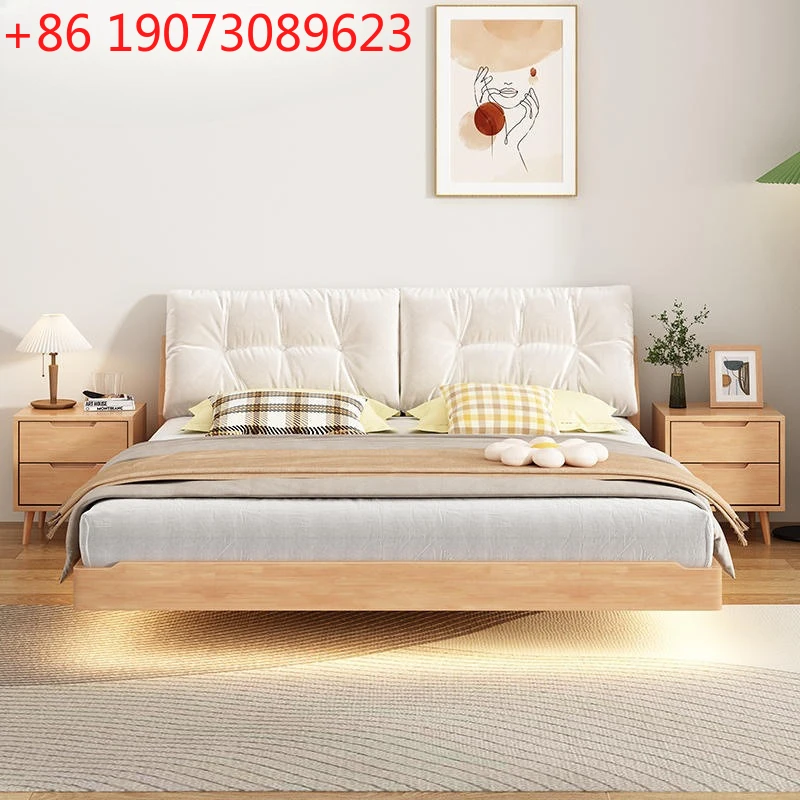 

Nordic solid wood homestay, clouds, Nordic modern simple bedroom, double bed, wooden bed, suspension bed