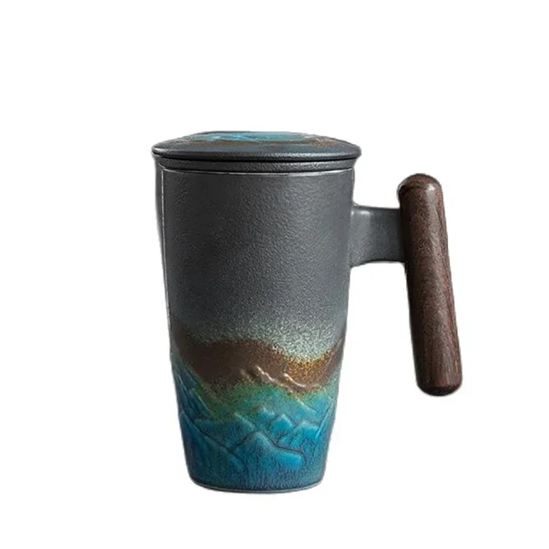 Large Capacity Mugs Ceramic with Lid Tea Cup Office Filter Tea Cup Kung Fu Handmade Mug Home Tea Accessories Friends Gift Set
