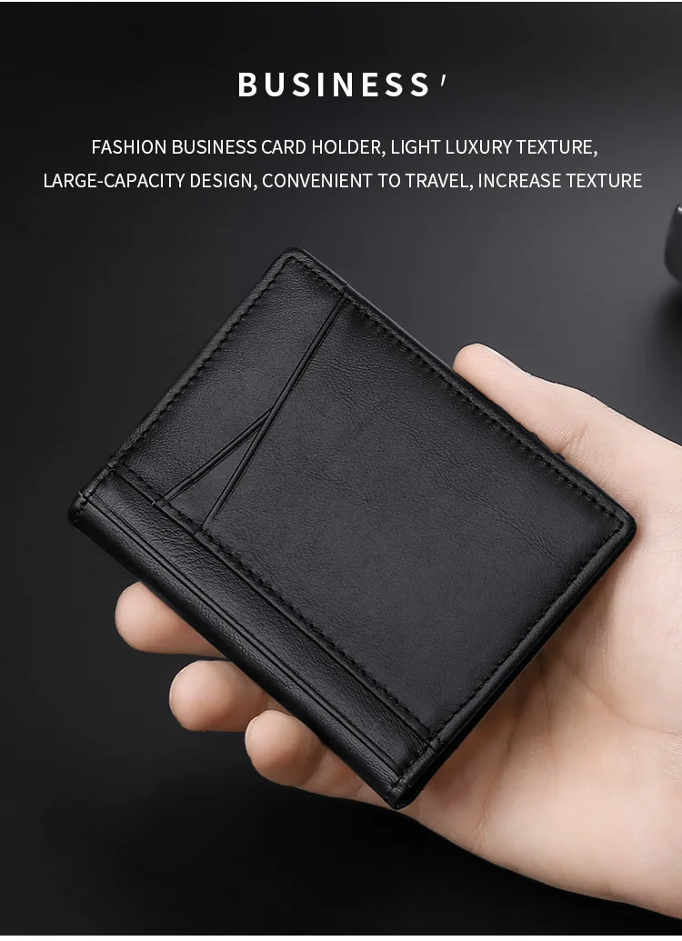YUECIMIE Männer Minimalistischen Schlank Karte Halter Echtes Leder Karte Brieftasche Schlanke Linie Dünne Mini Kleine Rfid Passport Id Karte Halter Männlich – Detail 3
