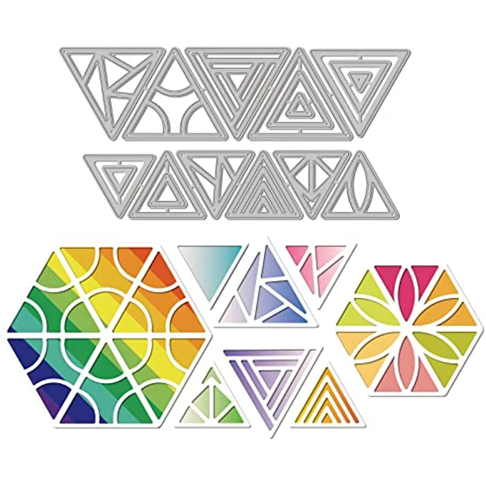 2Pcs Triangular Frame Cutting Dies Metal Hollow Die Cuts Embossing Stencils Template for Card Making Decoration DIY Scrapbooking