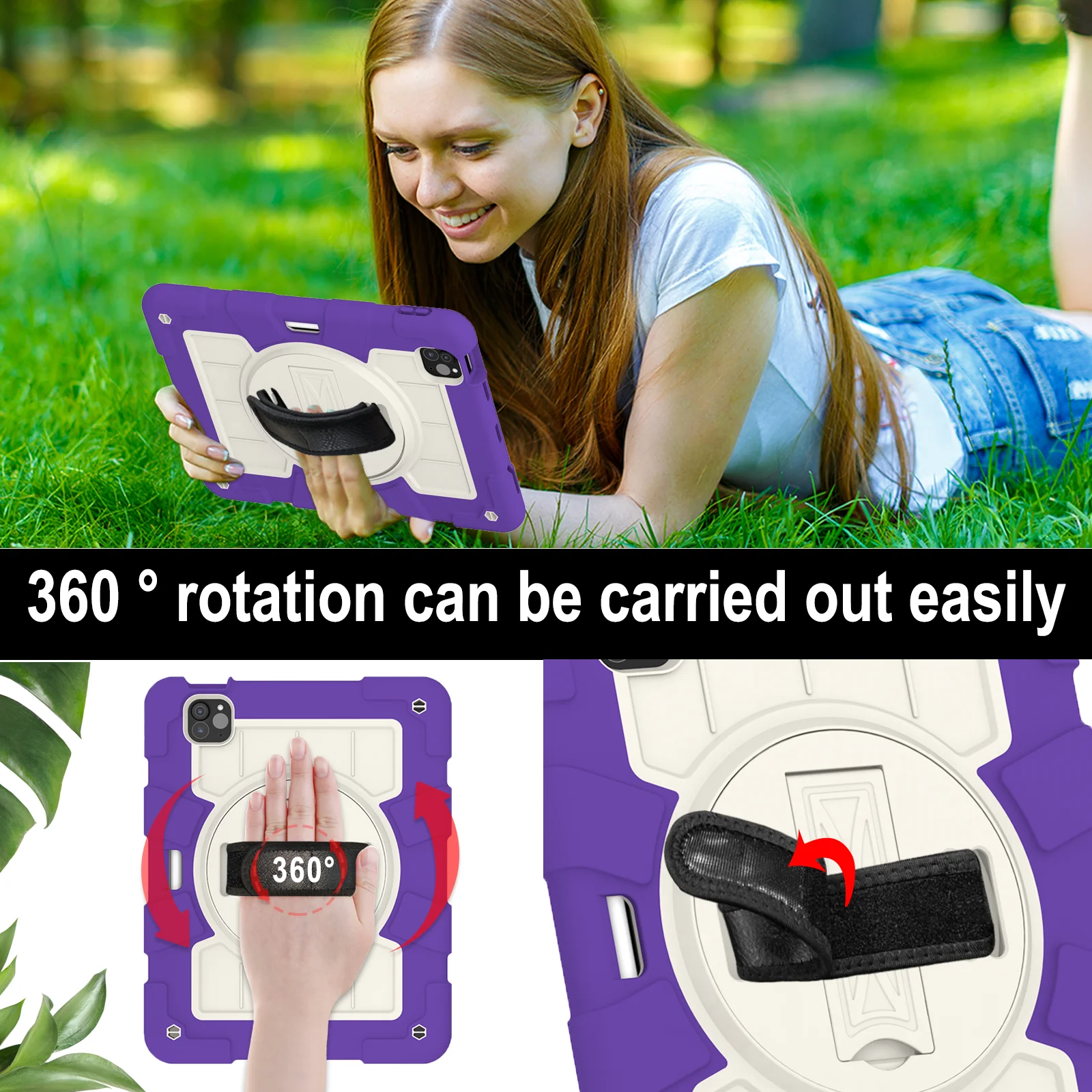 Robuste Hülle für iPad Air 11 M2 2024, Modell A2902, A2899 A2900, 360-Grad-Rüstung, Standabdeckung mit Schultergurt, stoßfest