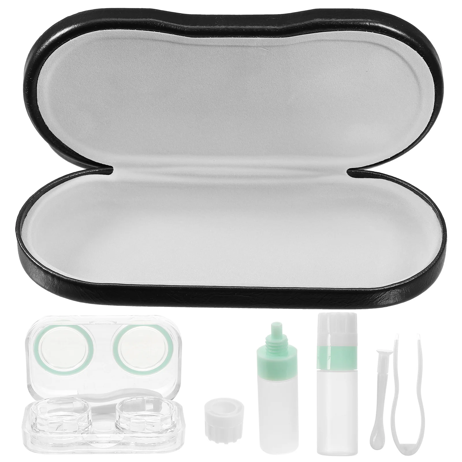 

1Set PU Eyeglass Case Double Sided Lens Case Portable Scratch Resistant Dual Storage Glasses Holder Travel Organizer Box
