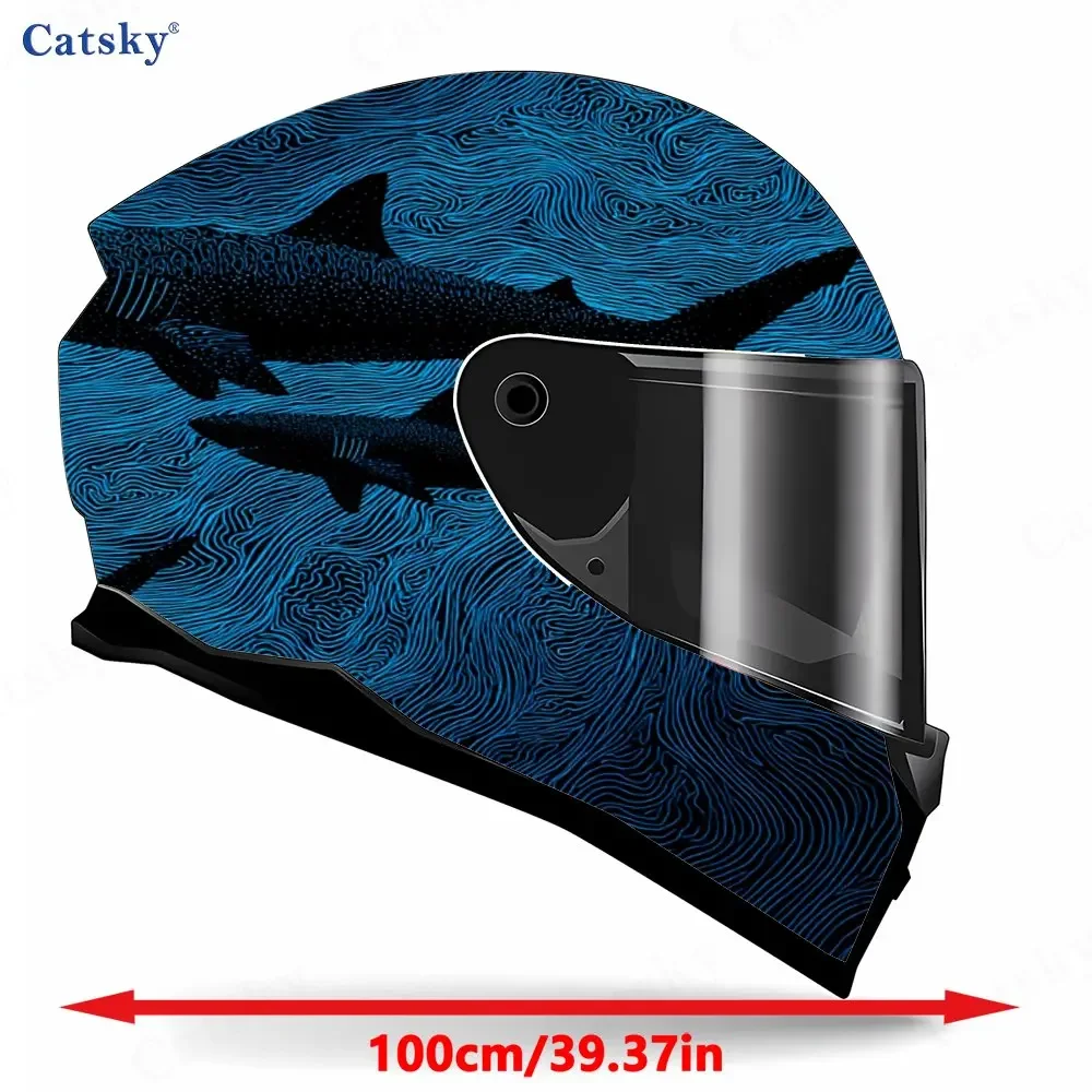2D Flat Shark Motorcycle Helmet Sticker-fully Covered,self-adhesive,waterproof,scratch Resistant-suitable For Racing Helmets-ide