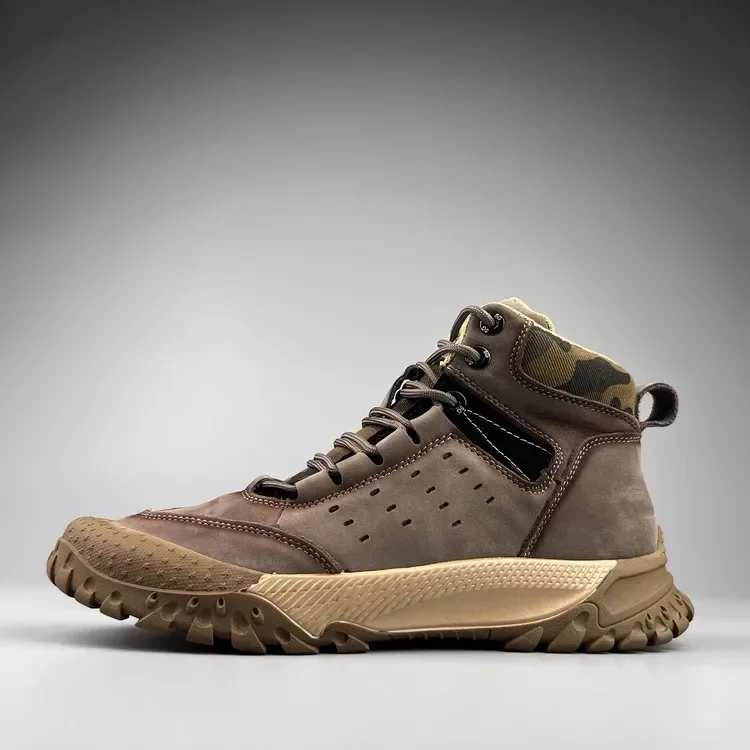 Męskie buty nowe oryginalne skórzane wysokie topy Casual sportowe buty turystyczne odkryte trampki gorące antypoślizgowe buty wspinaczkowe ze skóry