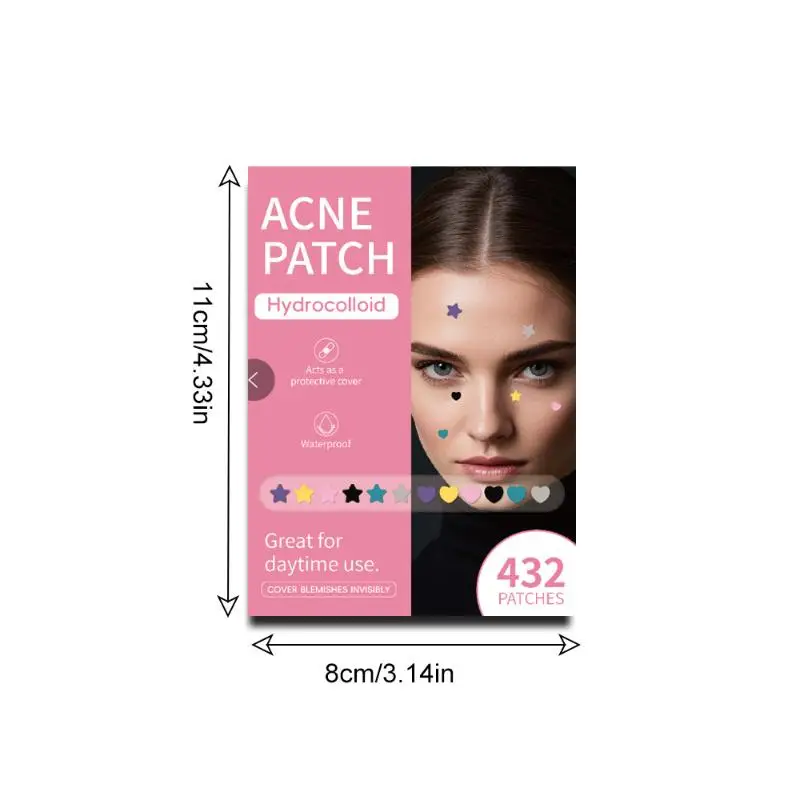 432 Stuks Puistje Patch Acne Hydrocolloid Kleurrijke Sterren Hart Onzichtbare Ademende Acne Verwijdering Acne Cover Gezicht Spot Puistje Patch