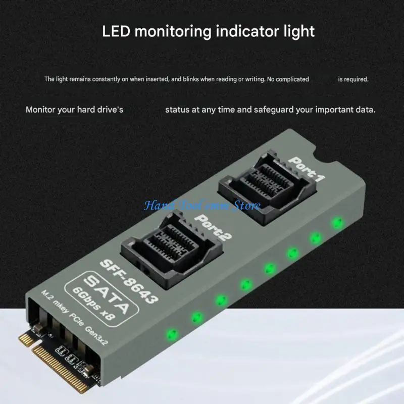 H37F Internal Drive Adapter Board for M.2 M-Key Slot, 2 SFF-8643 Connectors, Heat Sink, and Mounting Screw Tool for Clean