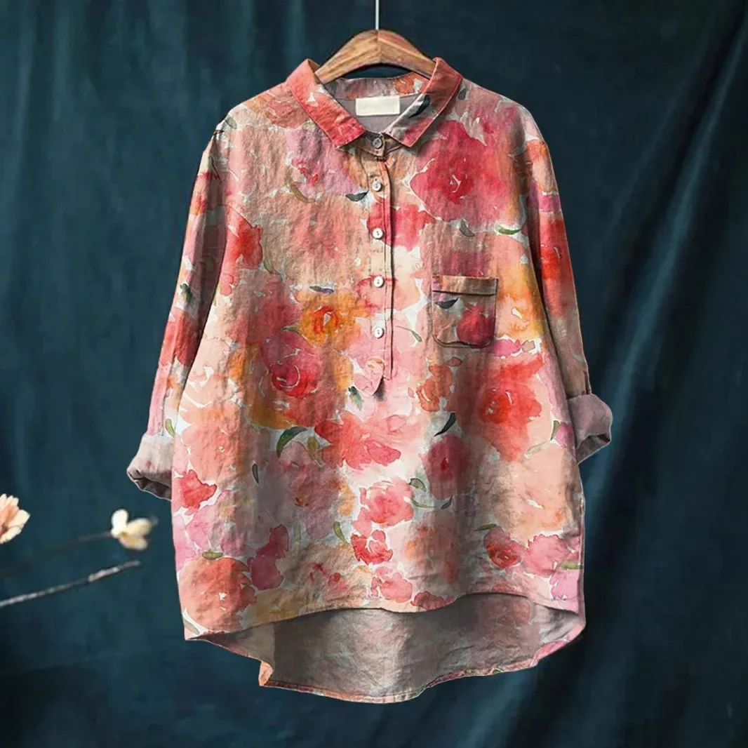 

Women's Shirt Spring 3D Digital Flower Printing Shirt Women's High Sense European and American Style Fashion New Shirt