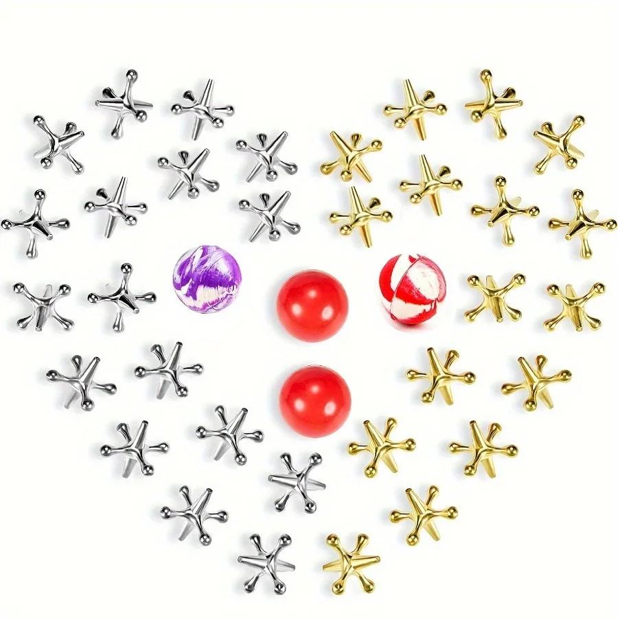 

Classic Mini Metal Jack Game Set With Bouncy Ball - Perfect For Family Fun, Party Favors & Gifts Intelligence Decompression Toys