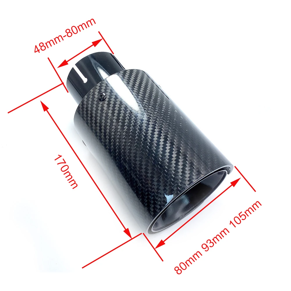 1PCS Glossy Black M Logo Carbon Fiber Rear Tail Exhaust Pipe Muffler Tip For BMW M Series Universal Exhaust Muffler Tip