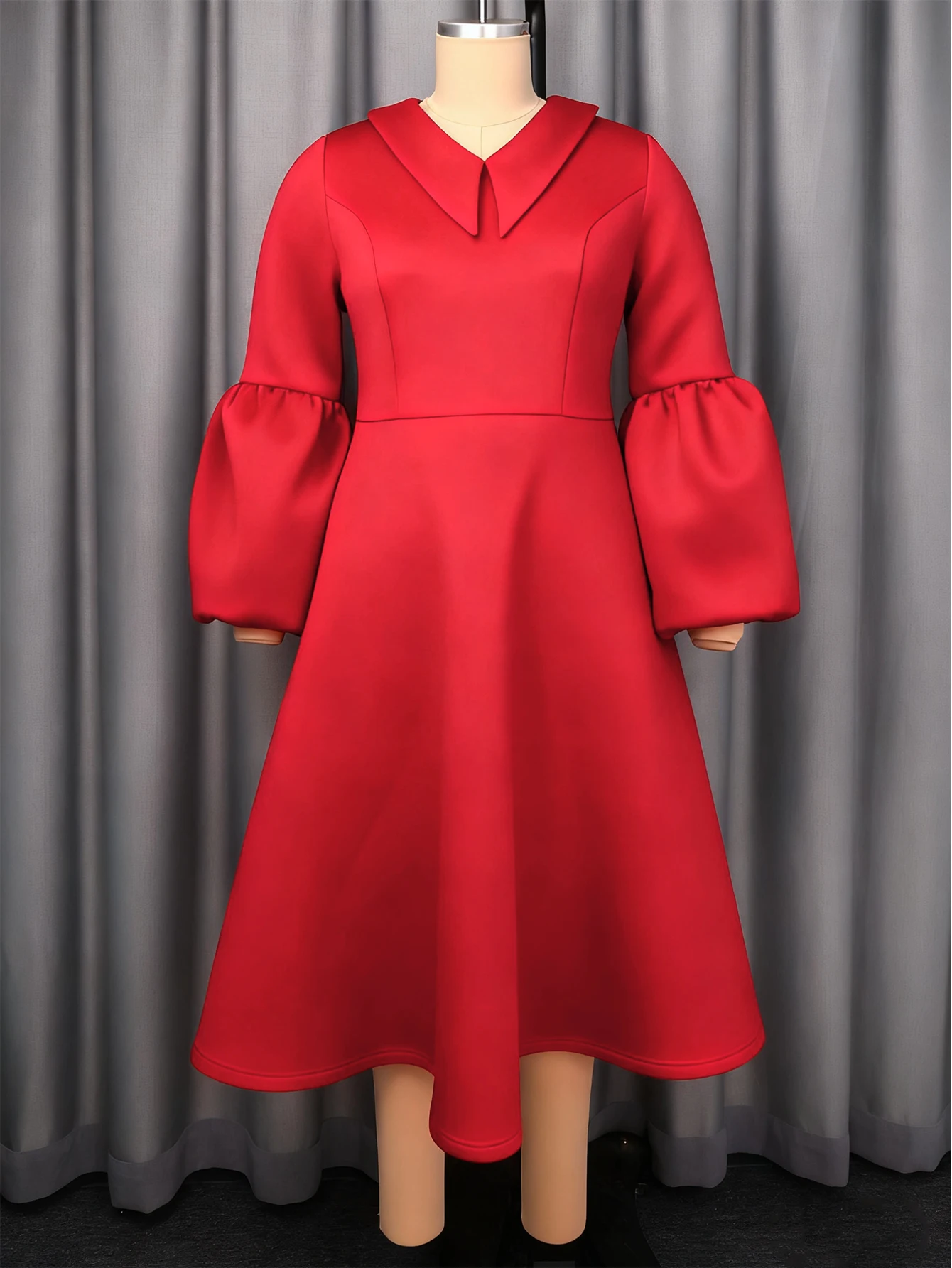 Women Church Dresses A Line Long Lantern Sleeve Turn Down Collar Party Christmas Celebrate Occasion Women Church Dresses A Line Long Lantern Sleeve Turn Down Collar Party Christmas Celebrate Occasion