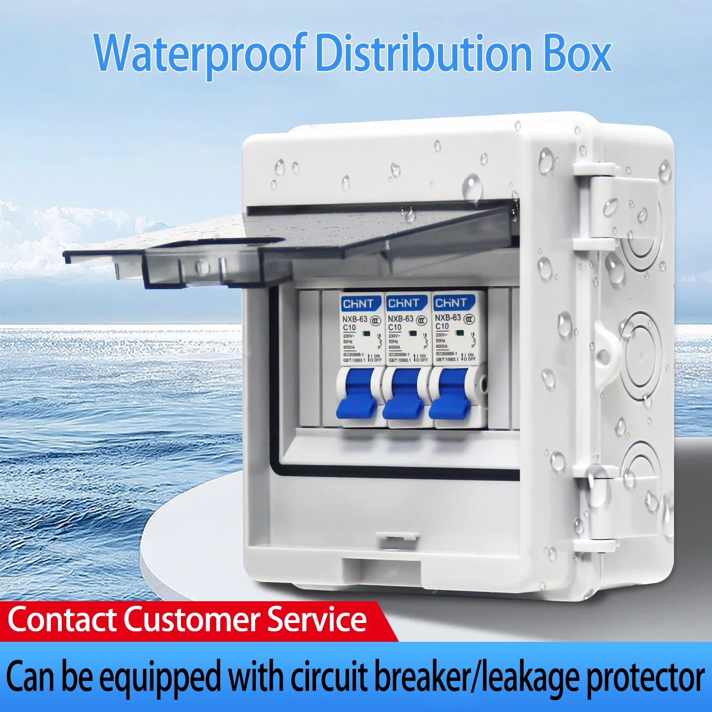 IP66 Waterproof Indoor and Outdoor Surface-mounted Distribution Box Switch Box Power Leakage Protection Circuit Breaker Box