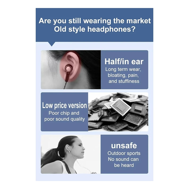 Nuevos auriculares inalámbricos Business 180 °   Giratorio Bluetooth 5. 4 Auriculares con gancho para la oreja Conucción de aire Control táctil Deportes Hifi