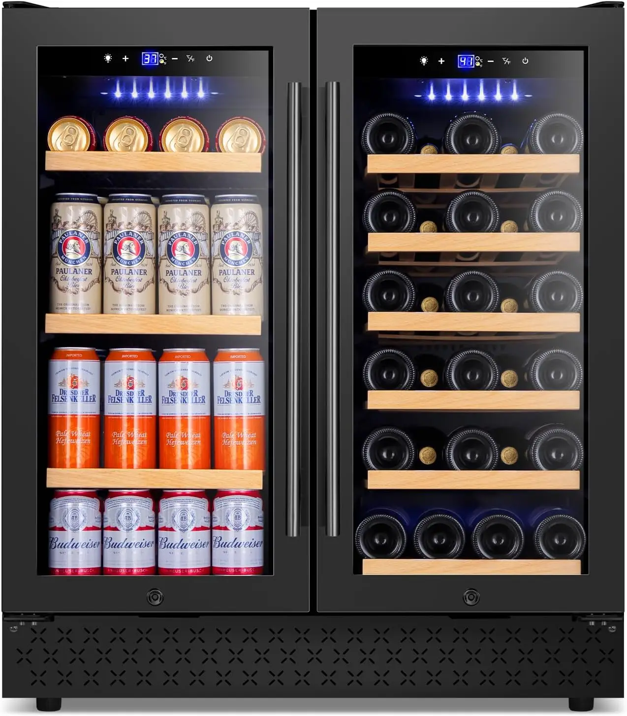 30 Inch Wine and Beverage Refrigerator, Dual Zone Wine Beverage Cooler 30