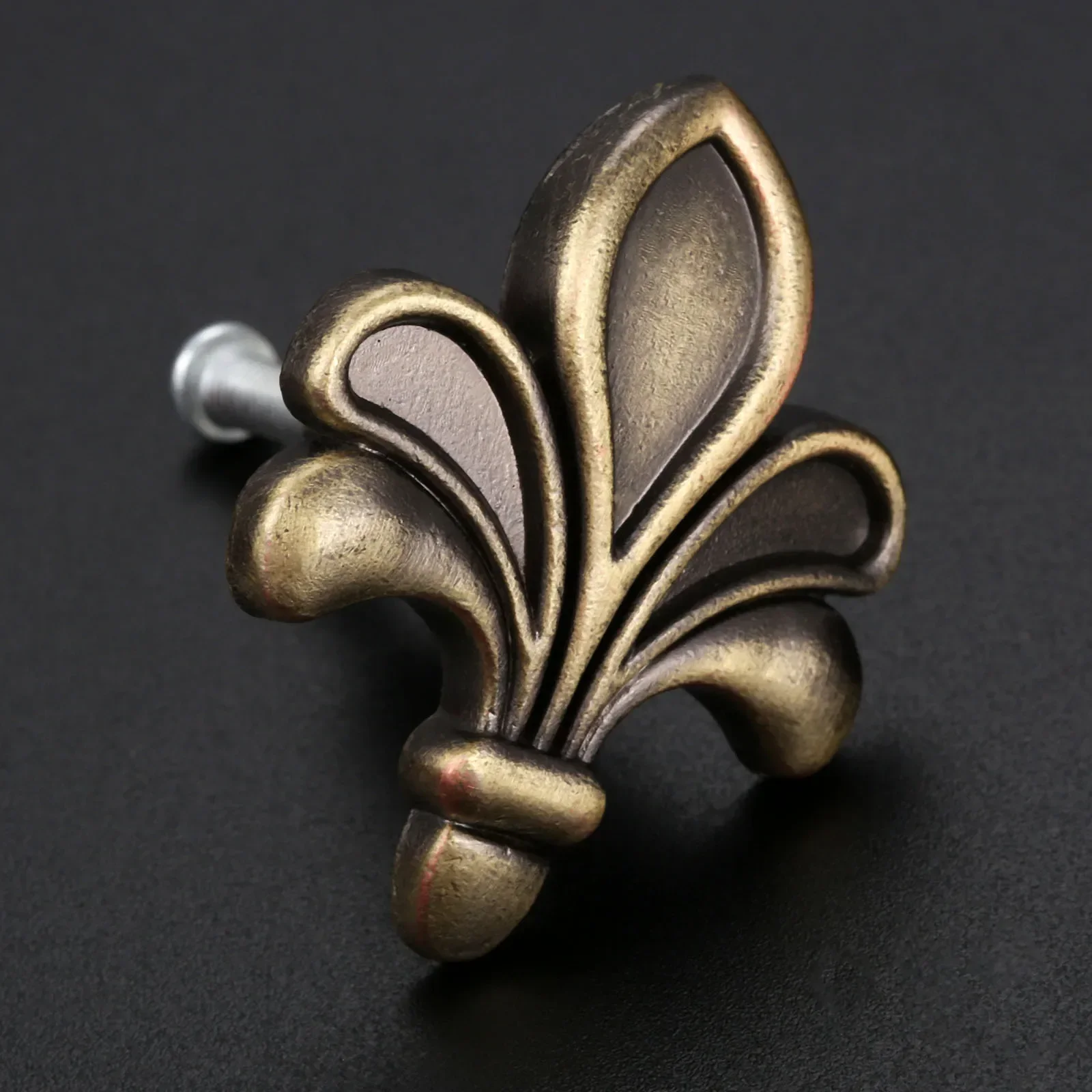 1Pc Antique Bronze Iris Flower Single Hole Drawer Knobs Furniture Wardrobe Door Handle Kitchen Cupboard Cabinet Handle Pull Knob
