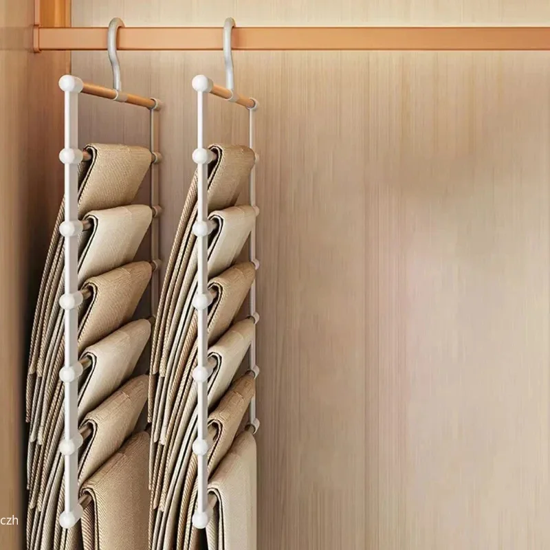 Foldable Multi-layer Non-slip Pants Hanger, Space Saving Wardrobe Organizer for Trousers Scarf