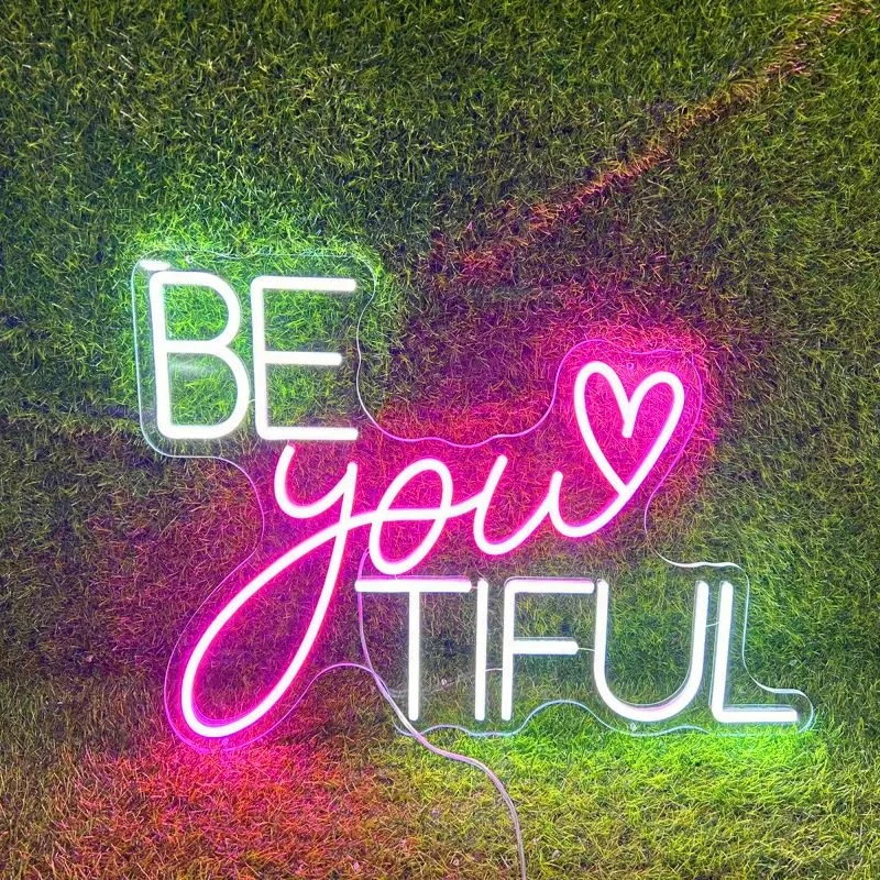 

Be You Tiful Neon Sign for Wall Decor USB Powered Dimmable Led Light for Bedroom,Shop Salon Apartment Birthday Party Decoration