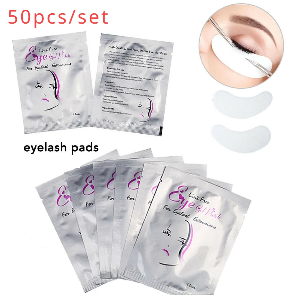 Coussinets de gel pour extensions de cils, 50 pièces, bande non pelucheuse, accessoires de beauté