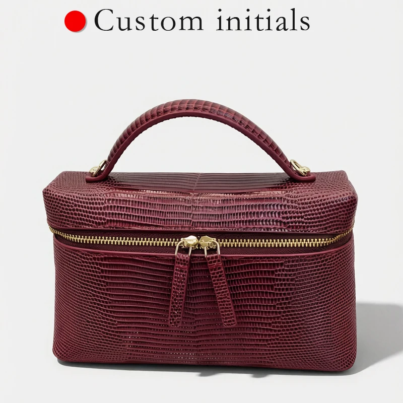 Customize Initials Leather Mini Box Bags For Women Luxury Designer Handbag And Purse 2026 New In Cowhide Lizard Pattern Shoulder