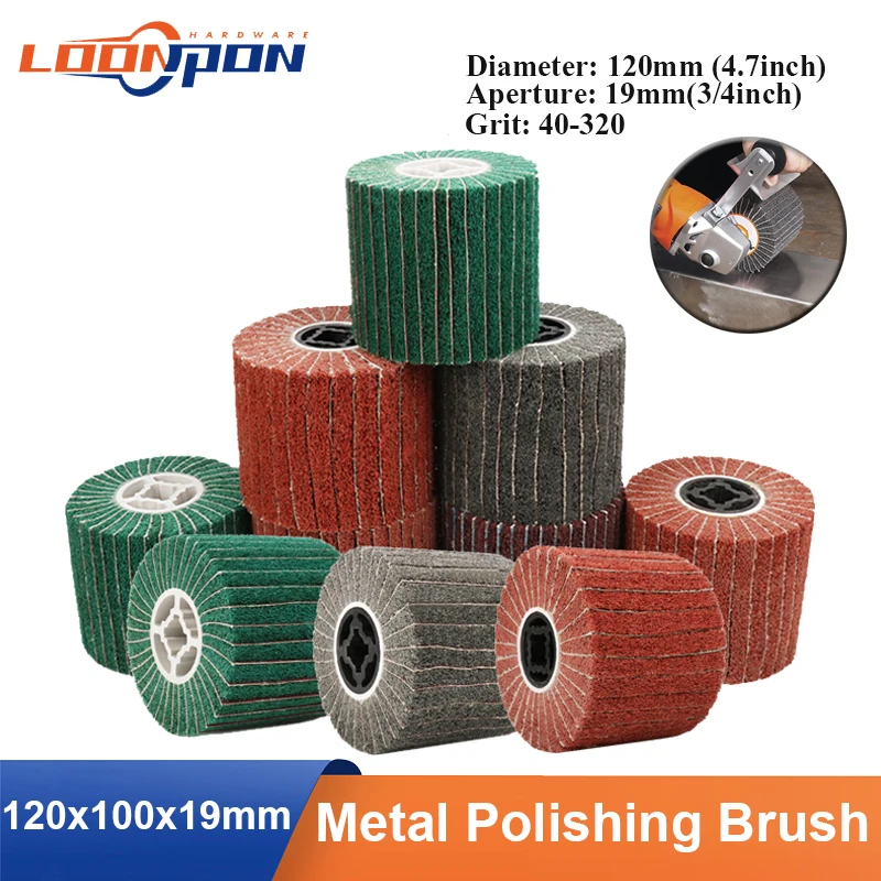 Loonpon Ściernica do polerowania stali nierdzewnej Metal Polish Środki ścierne Szczotka Rolka Narzędzia do polerowania 120x100x19mm