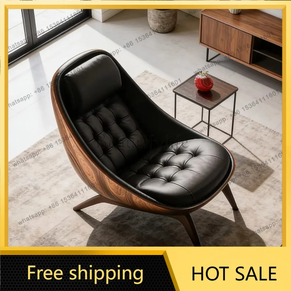 PG Nordic Designer Lounge Chair Lazy Sofa Chair Premium Genuine Leather Recliner Seating for Luxury Hotel Lobby Apartment
