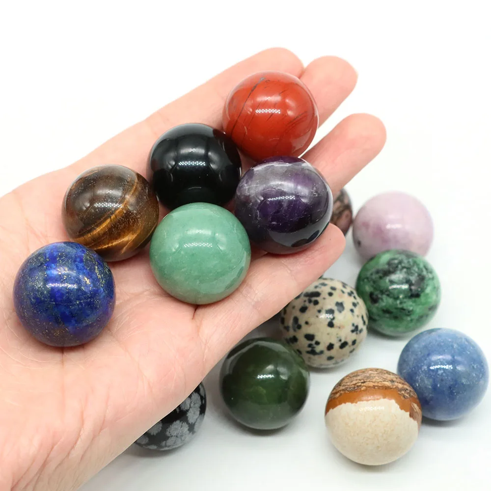 

25mm Natural Stone Crystal Ball with Stand Polished Globe Amethyst Lapis Gemstone Massaging Sphere Home Divination Decoration