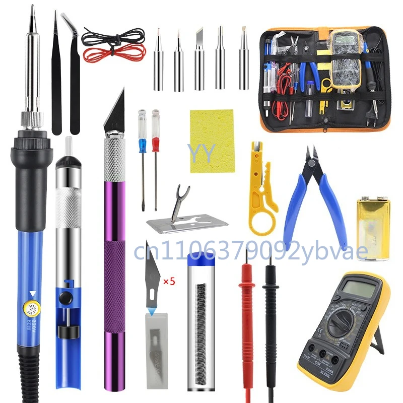 

60W Adjustable Temperature Electric Soldering Iron Industrial Grade Household Welding Pen Repair Tool Set
