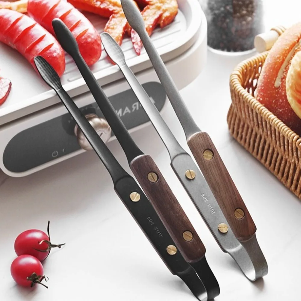

Heat Resistant 304 Stainless Steel BBQ Tongs Anti-scalding Locking Mechanism Baking Bread Clamp Anti-slip Steak Clip